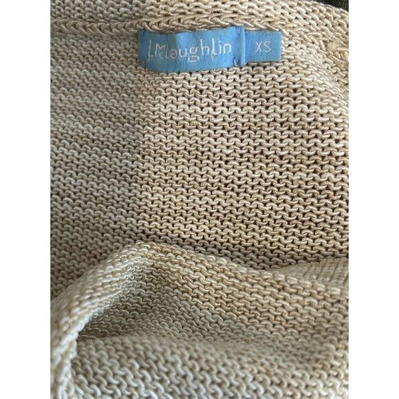 J. McLaughlin Cream & Beige Stripe V-neck Callum Sweater Size XS NOWT Orig $188 - Picture 3 of 3